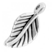 DQ metal charm Leaf Antique silver