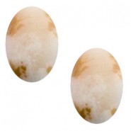 Polaris cabochon Zebu matt ovaal 10x13mm Beige wit