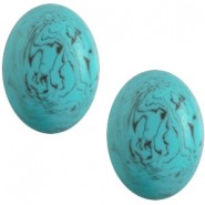 Cabochon Polaris ovaal 10x13mm Koraal Matt turquoise blauw