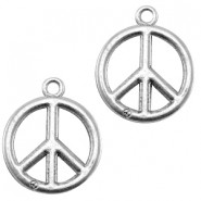 Metalen bedel peace 23mm Antiek zilver