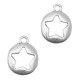 DQ metal charm round with star Antique silver