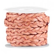 DQ leer plat gevlochten 5mm Pumpkin brown - vintage finish