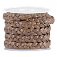 DQ leer plat gevlochten 5mm Brown - antique finish