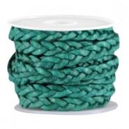 DQ leer plat gevlochten 5mm Emerald green