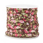 Trendy gestikt koord 6x4mm Brown - rose