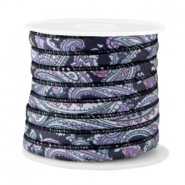 Trendy gestikt koord 6x4mm Donker blauw