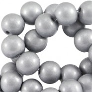 Glasperlen opaque 6mm Metallic steel grey