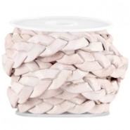 DQ leer plat gevlochten 10mm White - vintage finish