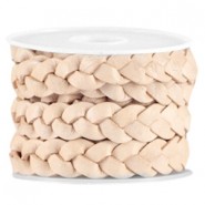 DQ leer plat gevlochten 10mm Light earth beige - vintage finish