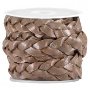 DQ leer plat gevlochten 10mm Brown - antique finish