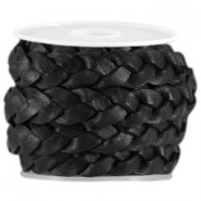 DQ leer plat gevlochten 10mm Black 