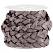 DQ leer plat gevlochten 10mm Dark chocolate brown - vintage finish
