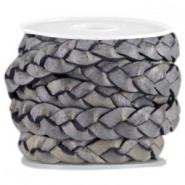 DQ leer plat gevlochten 10mm Natural grey