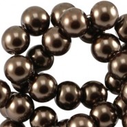Top quality glass pearl beads 6mm Dark brown