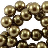 Top quality glass pearl beads 4mm Dark olive green