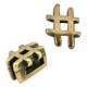 Metal slider bead / charm Hashtag 7x10mm Antique bronze