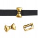 Metal slider bead / charm Bow 10x6mm Antique gold