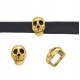 Metal slider bead / charm Skull 10x7mm Antique gold