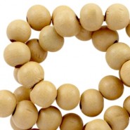 Wood beads round 6mm Tan brown