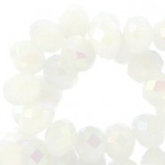 Faceted glass beads 8x6mm rondelle White mist-diamond coating