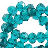 Faceted glass beads 6x4mm rondelle Blue zircon-pearl diamond coating