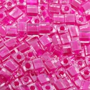 Miyuki square - cubes 4mm - Fuchsia linded crystal 209