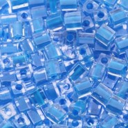 Miyuki square - cubes 4mm - Turquoise lined crystal 247