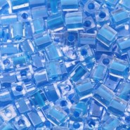 Miyuki square - cubes 4mm - Turquoise lined crystal SB-247