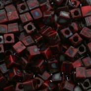 Miyuki square - cubes 4mm - Opaque picasso red 4513