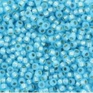Miyuki seed beads 11/0 -  Silverlined alabaster dyed aqua 11-647