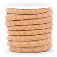 Gestikt leer imitatie 6x4mm reptile matt Light brown