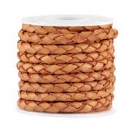 DQ leer 3mm 4 draden rond gevlochten Pumpkin brown - vintage finish
