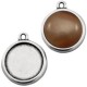 DQ Metal charm with setting 1 eyelet for 12mm cabochon Antique silver 