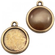 DQ Metal charm with setting 1 eyelet for 12mm cabochon Antique bronze