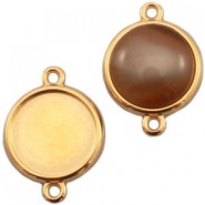 DQ Metal connector charm with setting 2 eyelets for 12mm cabochon Gold