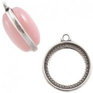 DQ Metal charm with setting double-sided for 20mm cabochon Antique silver 