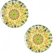 Mandala 12mm basic cabochon Multicolor groen-geel