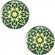 Mandala 20mm basic cabochon Multicolor groen