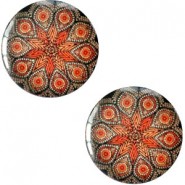 Mandala 20mm basic cabochon Multicolor rood-zwart