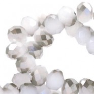 Faceted glass beads 8x6 mm rondelle Light grey-half greige diamond coating