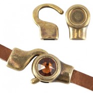 DQ metaal Haak sluiting met 7mm setting Antiek brons