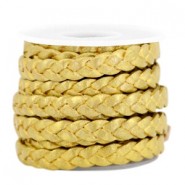 DQ leer plat gevlochten 5mm Gold-metallic