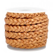 DQ leer plat gevlochten 5mm Copper brown-metallic