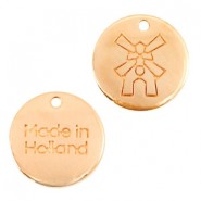 DQ metalen bedel "Made in Holland molen" Rosé goud