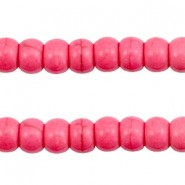 Keramiek turquoise kralen disc 6mm Hot pink