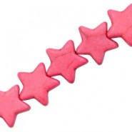 Keramiek turquoise kralen Ster 15mm Hot pink