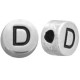 DQ metal alphabet bead letter D Antique silver