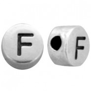 DQ metal alphabet bead letter F Antique silver