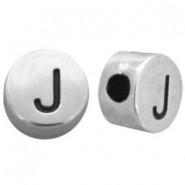 DQ metal alphabet bead letter J Antique silver