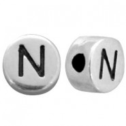 DQ metal alphabet bead letter N Antique silver